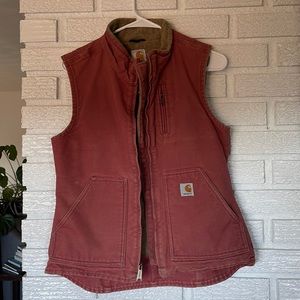 Womens carhartt wool vest, salmon-pink color